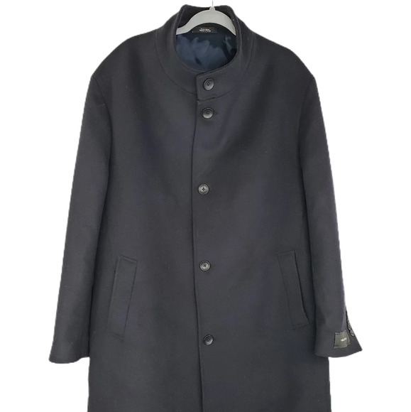 Nordstrom Mens Cashmere & Wool Navy Button Pockets Winter Coat Sz 48R. - Picture 1 of 13